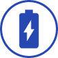 Blue battery with white electricity bolt icon