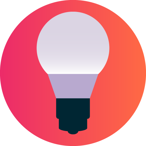 Lightbulb on pink circular background