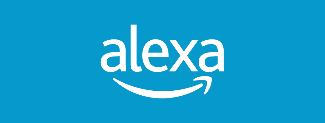 White alexa logo on light blue background