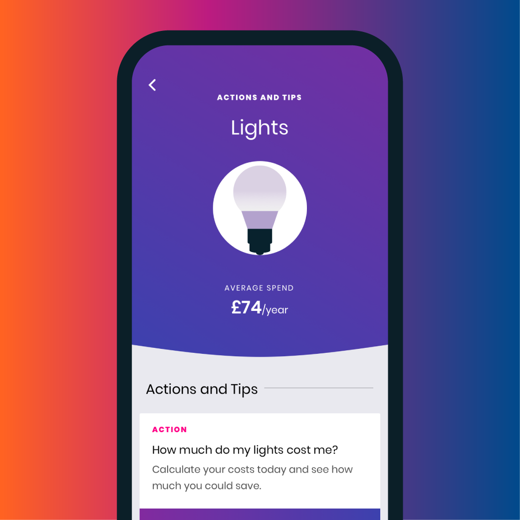 Loop App Phantom load calculator with lights showing to cost £74 a year