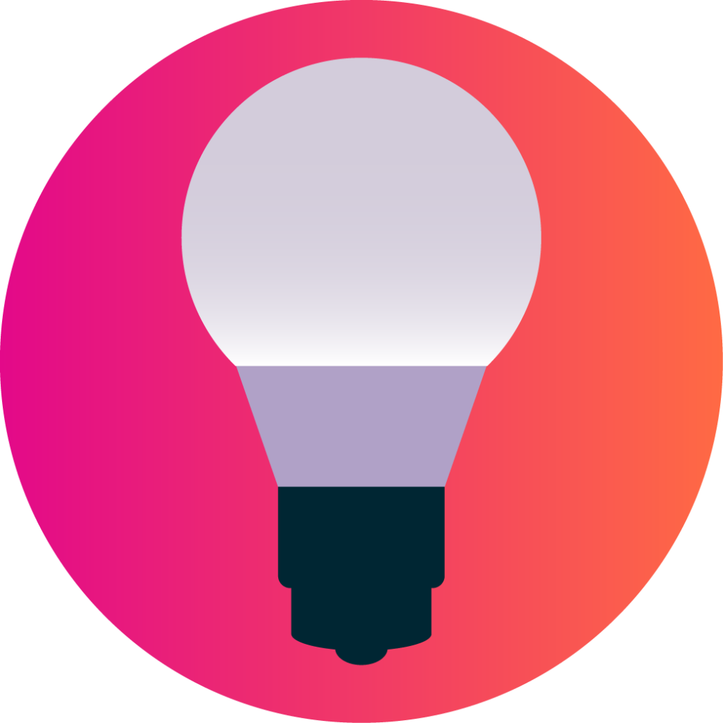 LED lightbulb on a pink circular background