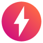 Pink button with lightning bolt electricity graphic in the middle