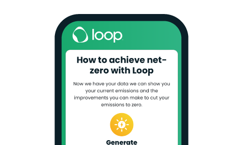 Loop phone app screen reading 'How to achieve net-zero with Loop'