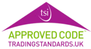 Purple triangle TSI approved code Trading Standards UK logo