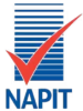 Blue line with red tick Napit logo